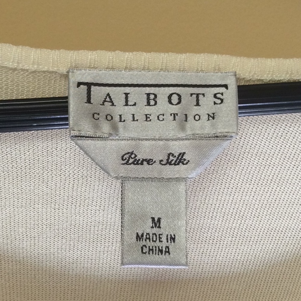 🔥NWOT 100% Silk TALBOTS Fine Ivory Knit Top- M - Picture 3 of 8